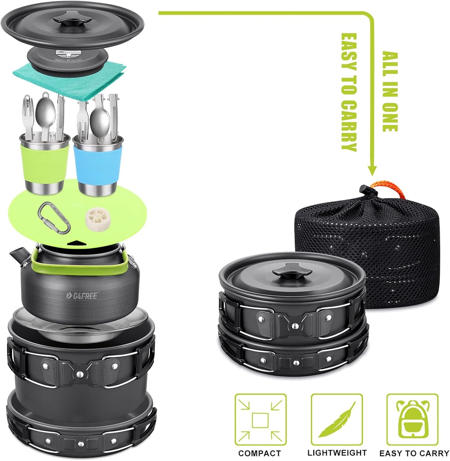 17pcs Camping Cookware Kit