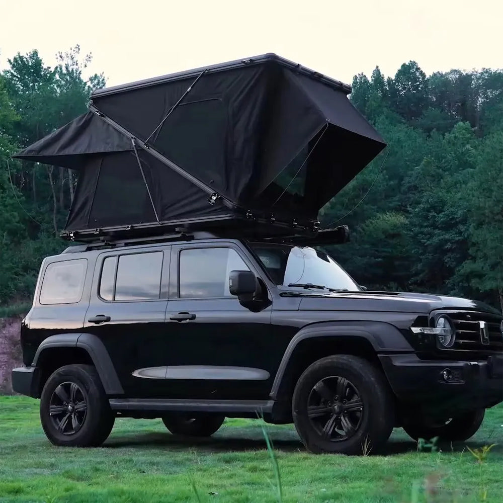 Jiadrooe Titan T3077 Z-Shape Aluminum Hard Shell Rooftop Tent with Double Usable Headroom & Crossbars
