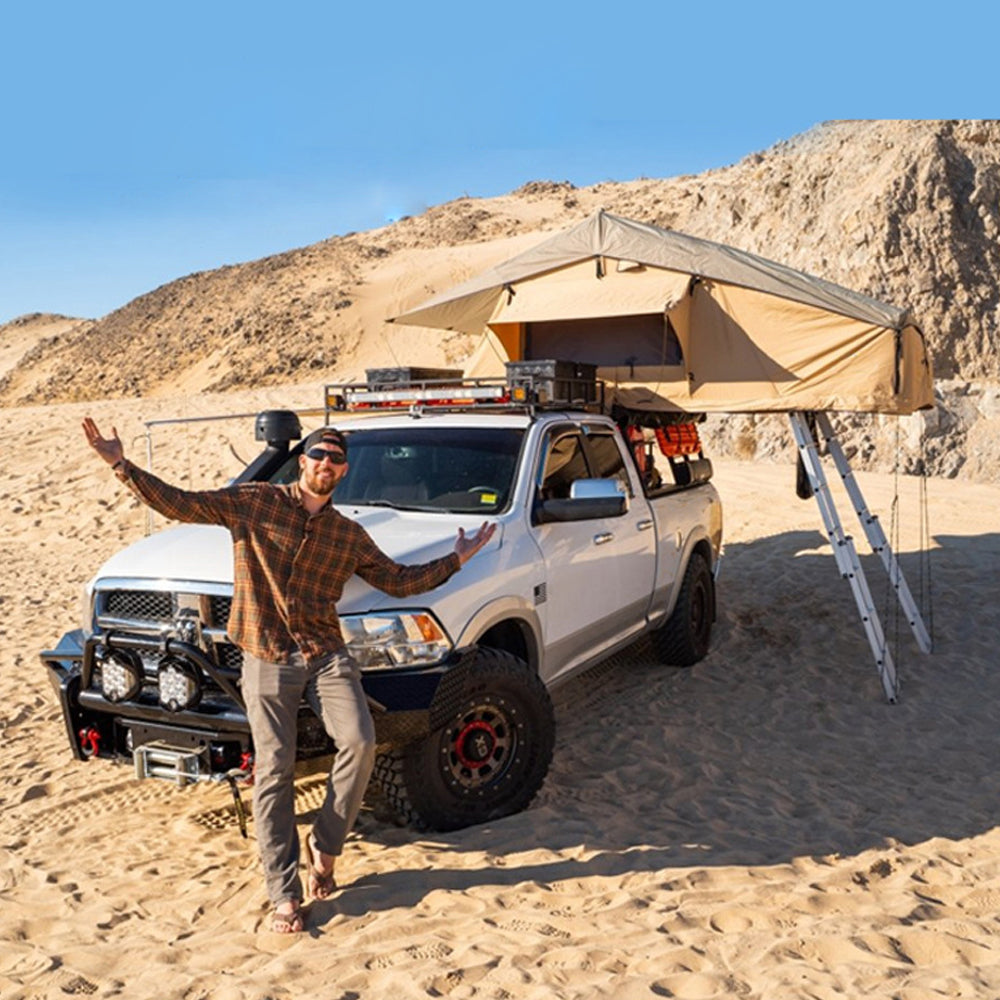 Jiadrooe Aether A7051 4-Season Soft Shell Rooftop Tent with Skylight, Extended Rainfly & 7.5ft Ladder (2-3 Person)