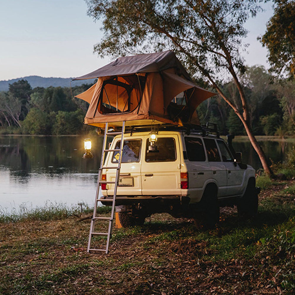 Jiadrooe Aether A9063 4-Season Soft Shell Rooftop Tent with Insulated Base & 600D Rip-Stop Canvas (Khaki/Coffee)
