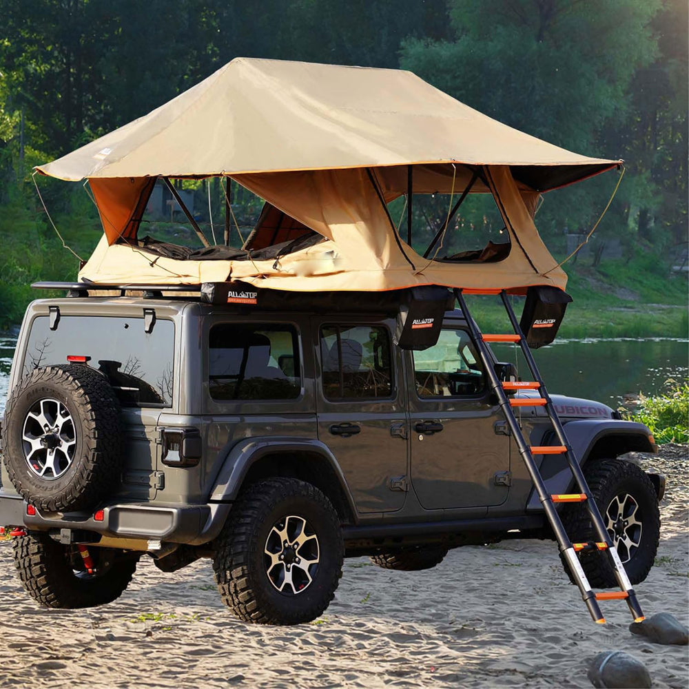 Jiadrooe Aether A9063 4-Season Soft Shell Rooftop Tent with Insulated Base & 600D Rip-Stop Canvas (Khaki/Coffee)