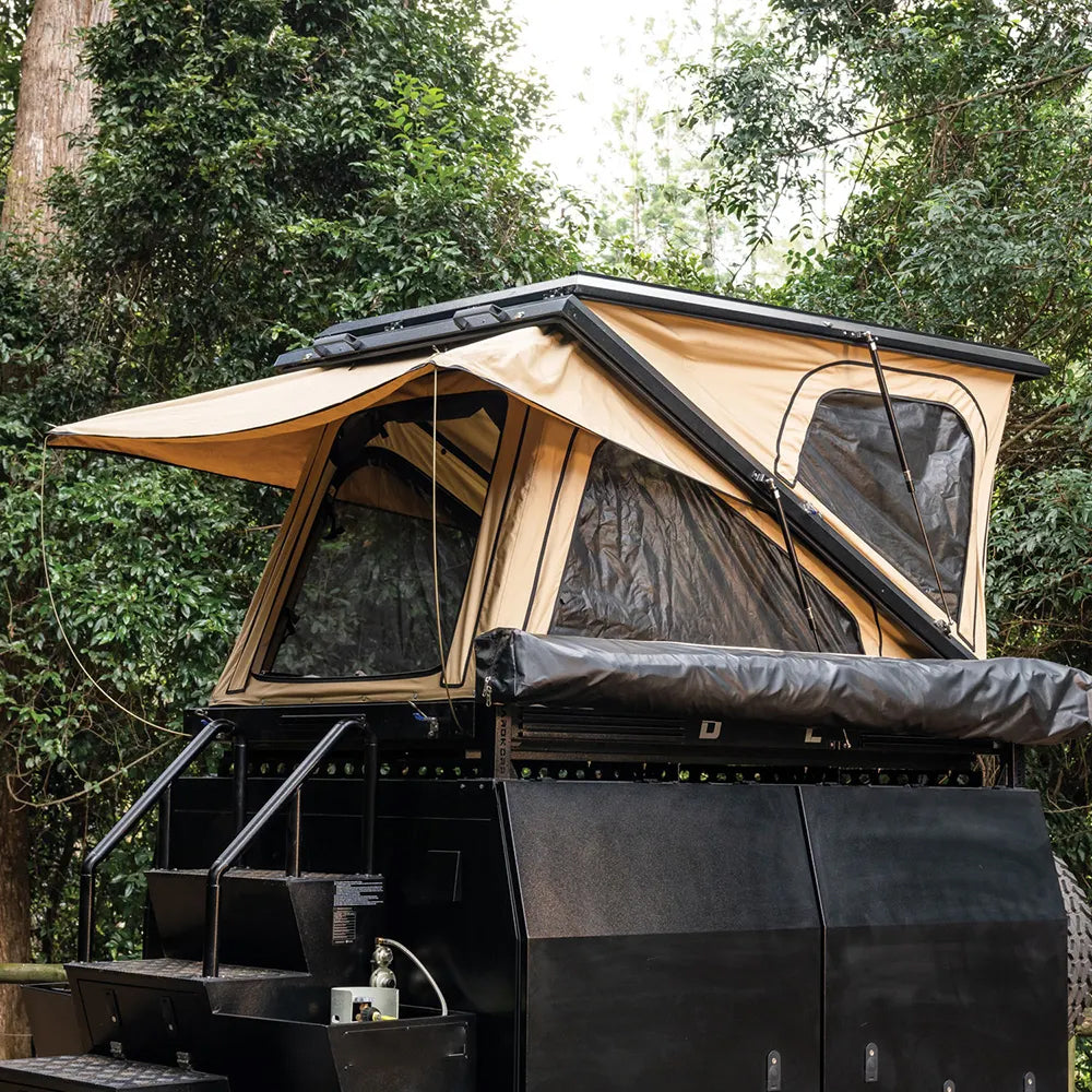 Jiadrooe Titan T3077 Z-Shape Aluminum Hard Shell Rooftop Tent with Double Usable Headroom & Crossbars