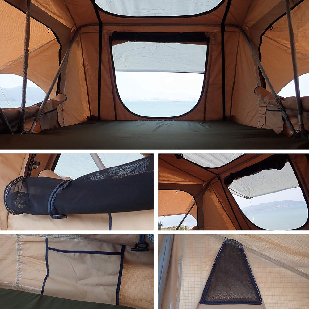 Jiadrooe Aether A7051 4-Season Soft Shell Rooftop Tent with Skylight, Extended Rainfly & 7.5ft Ladder (2-3 Person)