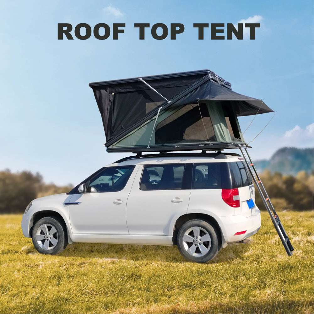 Jiadrooe Titan T3077 Z-Shape Aluminum Hard Shell Rooftop Tent with Double Usable Headroom & Crossbars