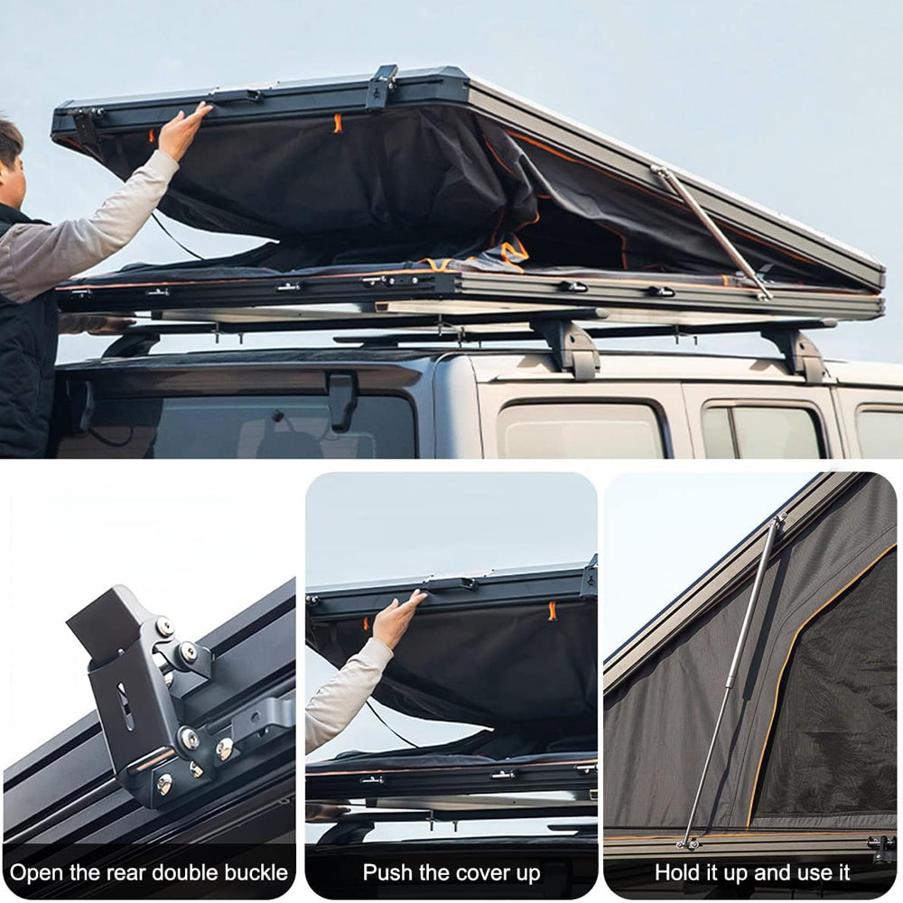 Jiadrooe Pioneer P7073 10-Second Pop-Up Hard Shell Rooftop Tent with YKK Zippers & Roof Crossbars
