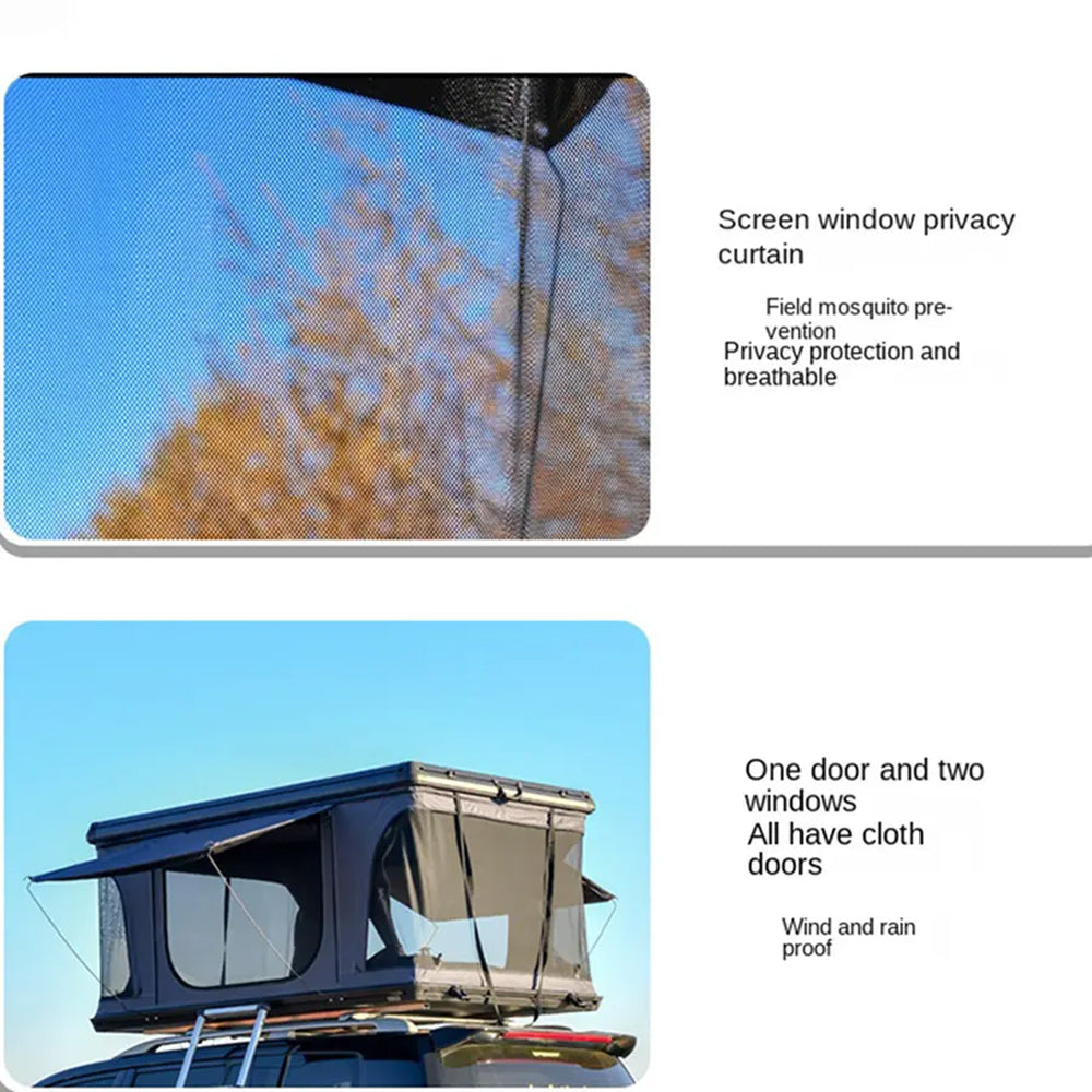 Jiadrooe Titan T3073 Hard Shell Pop-Up Rooftop Tent with 360° Panoramic Views & Roof Crossbars