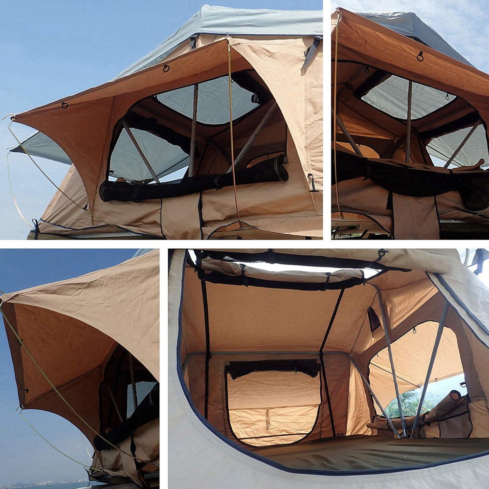 Jiadrooe Aether A7051 4-Season Soft Shell Rooftop Tent with Skylight, Extended Rainfly & 7.5ft Ladder (2-3 Person)