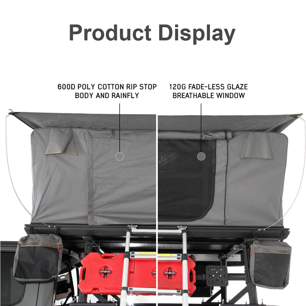 Jiadrooe Titan T3071 Aerospace All-Aluminum Hard Shell Rooftop Tent with STABILUS Struts & Crossbars