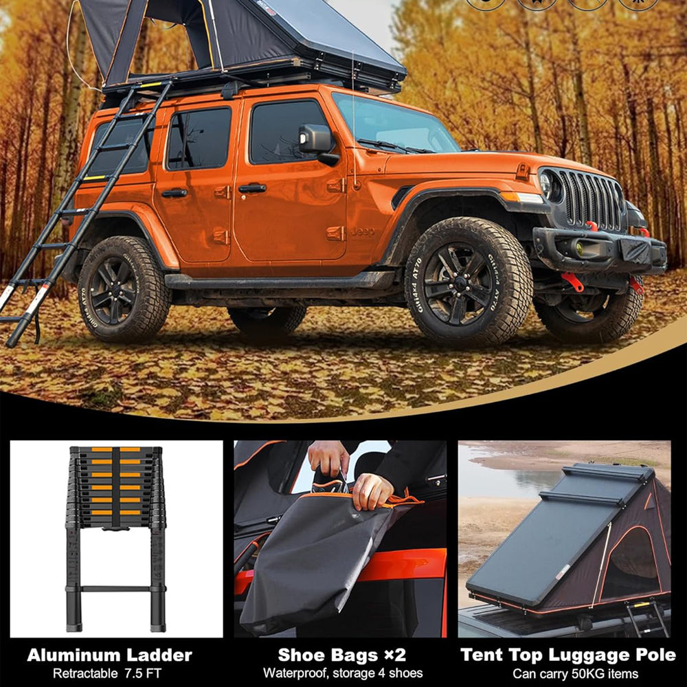 Jiadrooe Pioneer P9067 Heavy-Duty All-Aluminum Hard Shell Rooftop Tent with STABILUS Struts & YKK Zippers