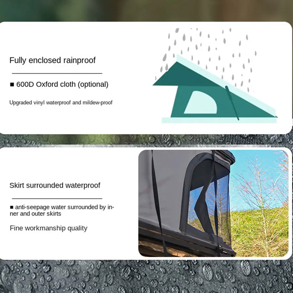 Jiadrooe Titan T3073 Hard Shell Pop-Up Rooftop Tent with 360° Panoramic Views & Roof Crossbars