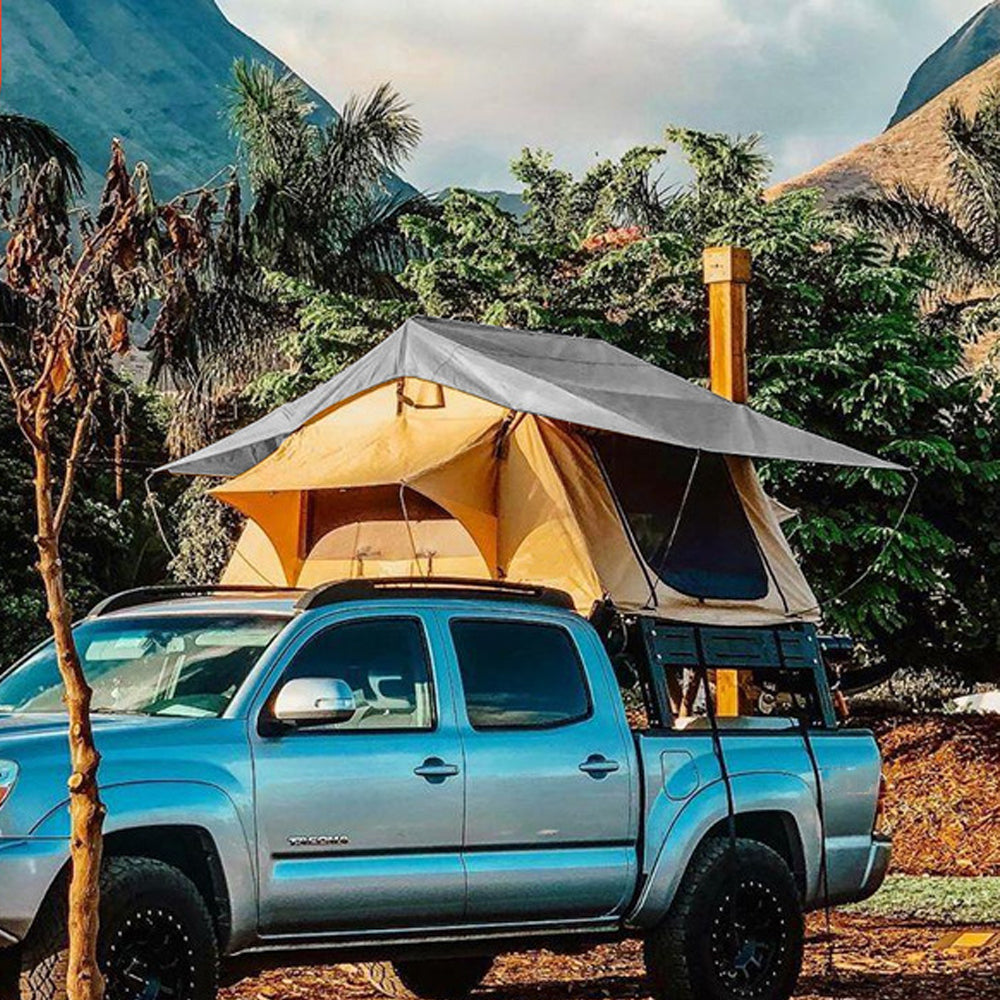 Jiadrooe Aether A9063 4-Season Soft Shell Rooftop Tent with Insulated Base & 600D Rip-Stop Canvas (Khaki/Coffee)