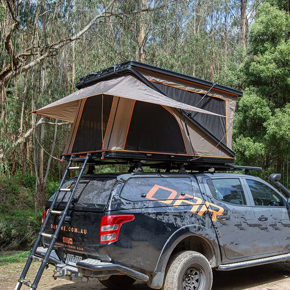 Jiadrooe Titan T3077 Z-Shape Aluminum Hard Shell Rooftop Tent with Double Usable Headroom & Crossbars