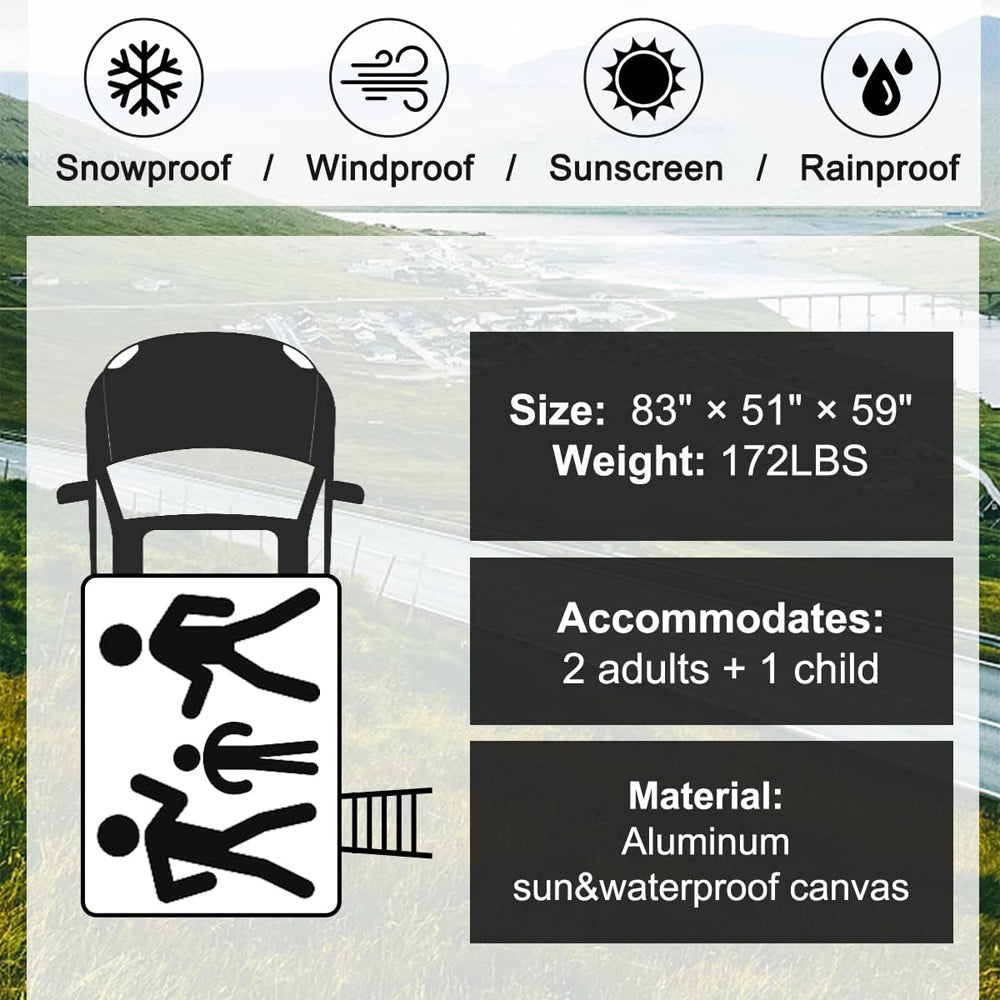 Jiadrooe Pioneer P9067 Heavy-Duty All-Aluminum Hard Shell Rooftop Tent with STABILUS Struts & YKK Zippers