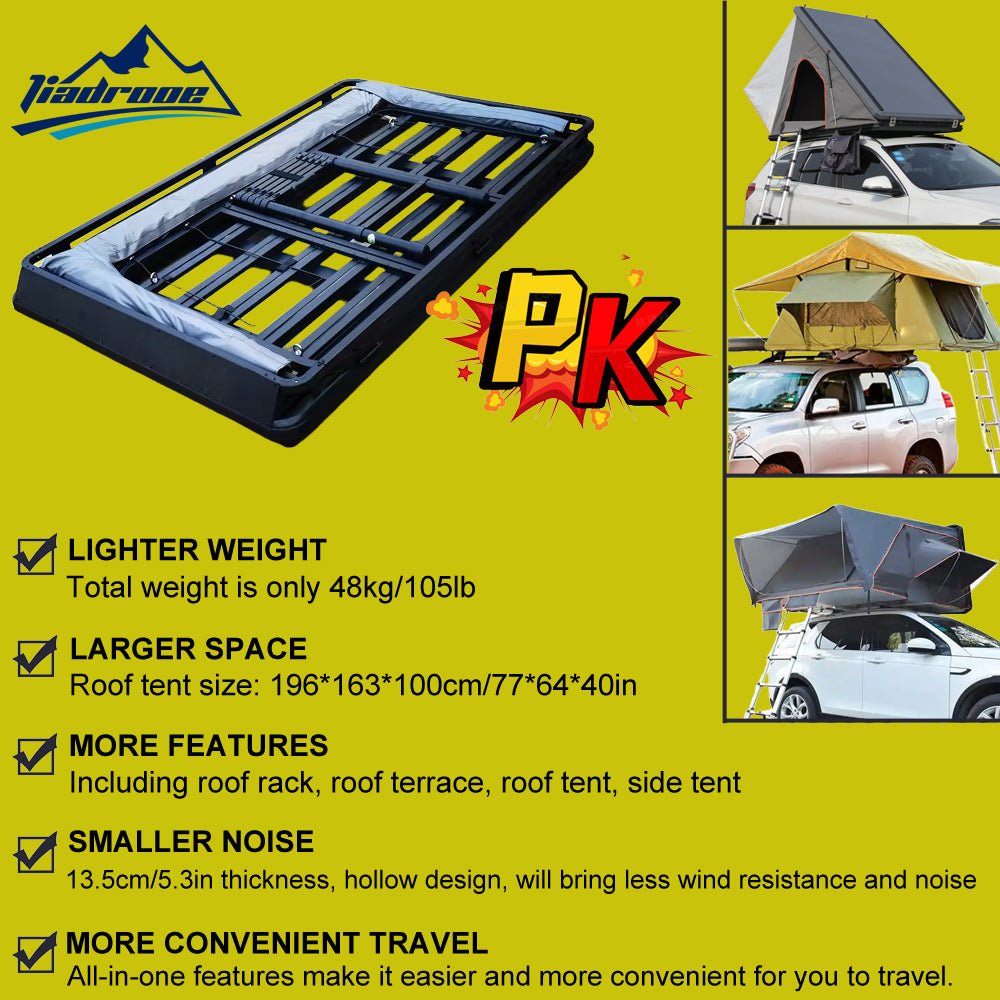 Jiadrooe Pioneer P9061 2-in-1 Ultra-Lightweight Rooftop Tent & Cargo Rack with Hidden Awning (48kg)