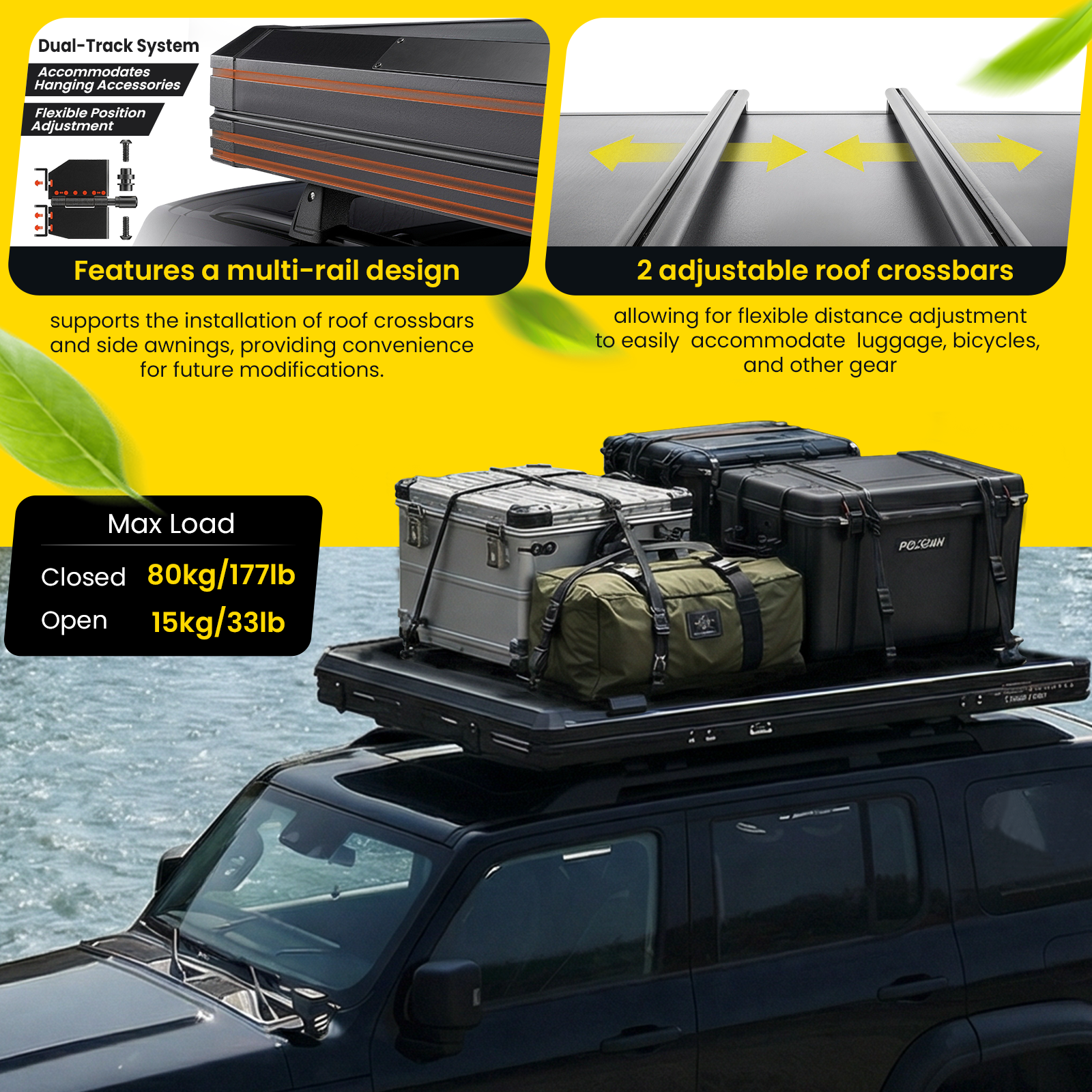 Heavy-duty RTT top-mounted crossbars for carrying kayaks and bikes - Jiadrooe original design