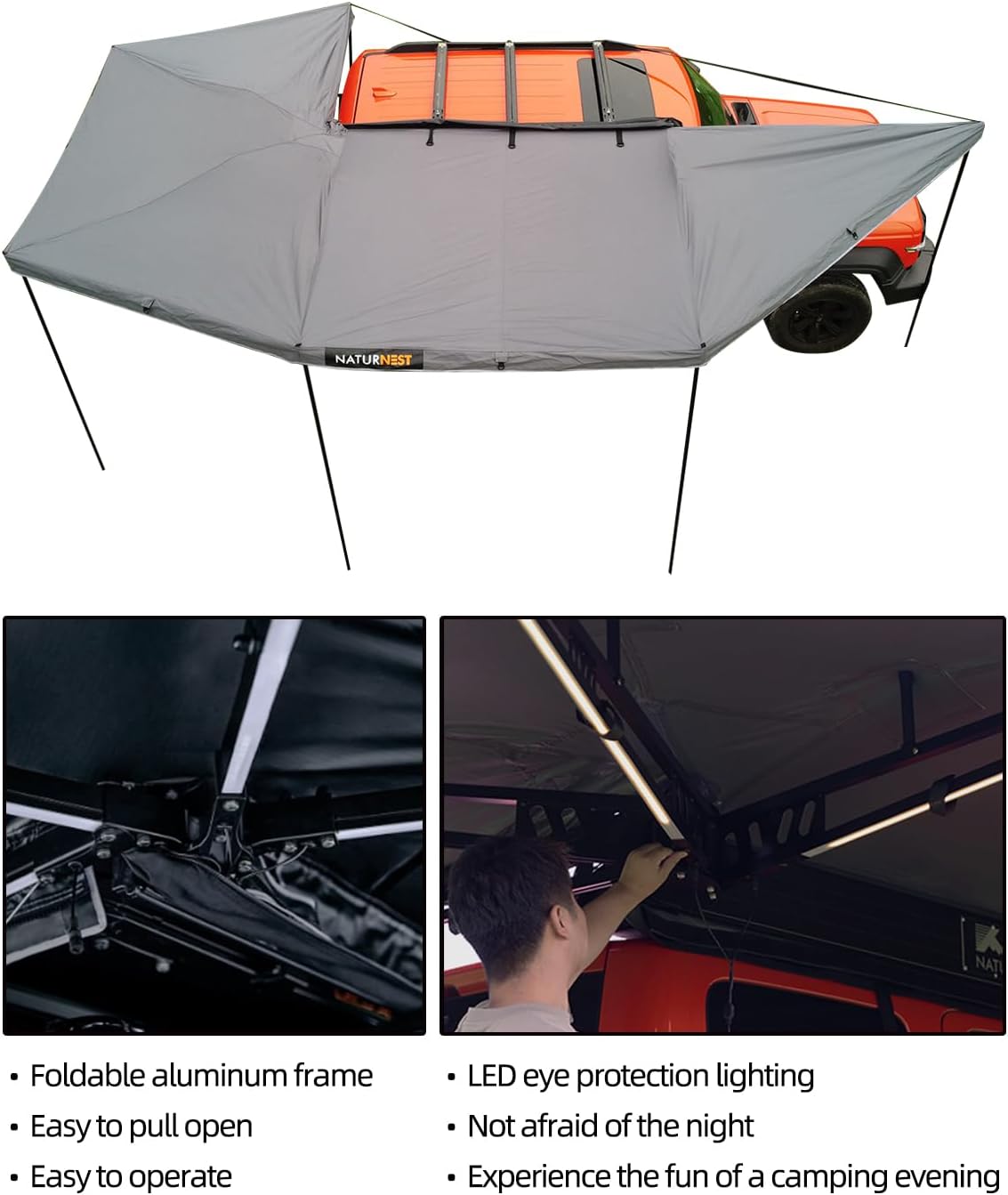 Jiadrooe CelestiaC031 270 Degree Free-Standing Vehicle Awning for SUV, Jeep, Truck & Camper Van