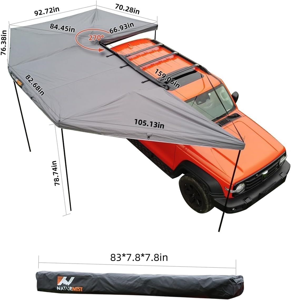270 Degree Awning for SUV Jeep Truck Van Vehicle Camper