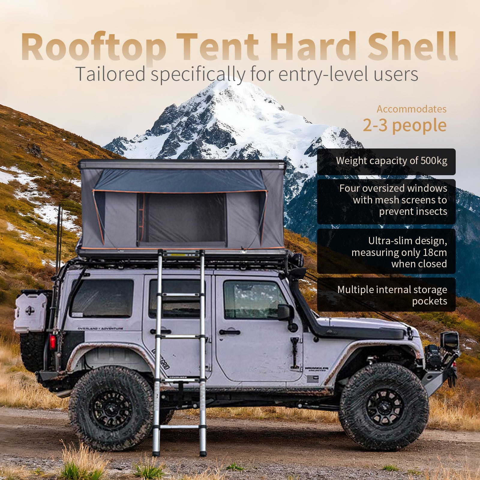 Rooftop Tent Hard Shell - Titan Series T3021 Upgraded version