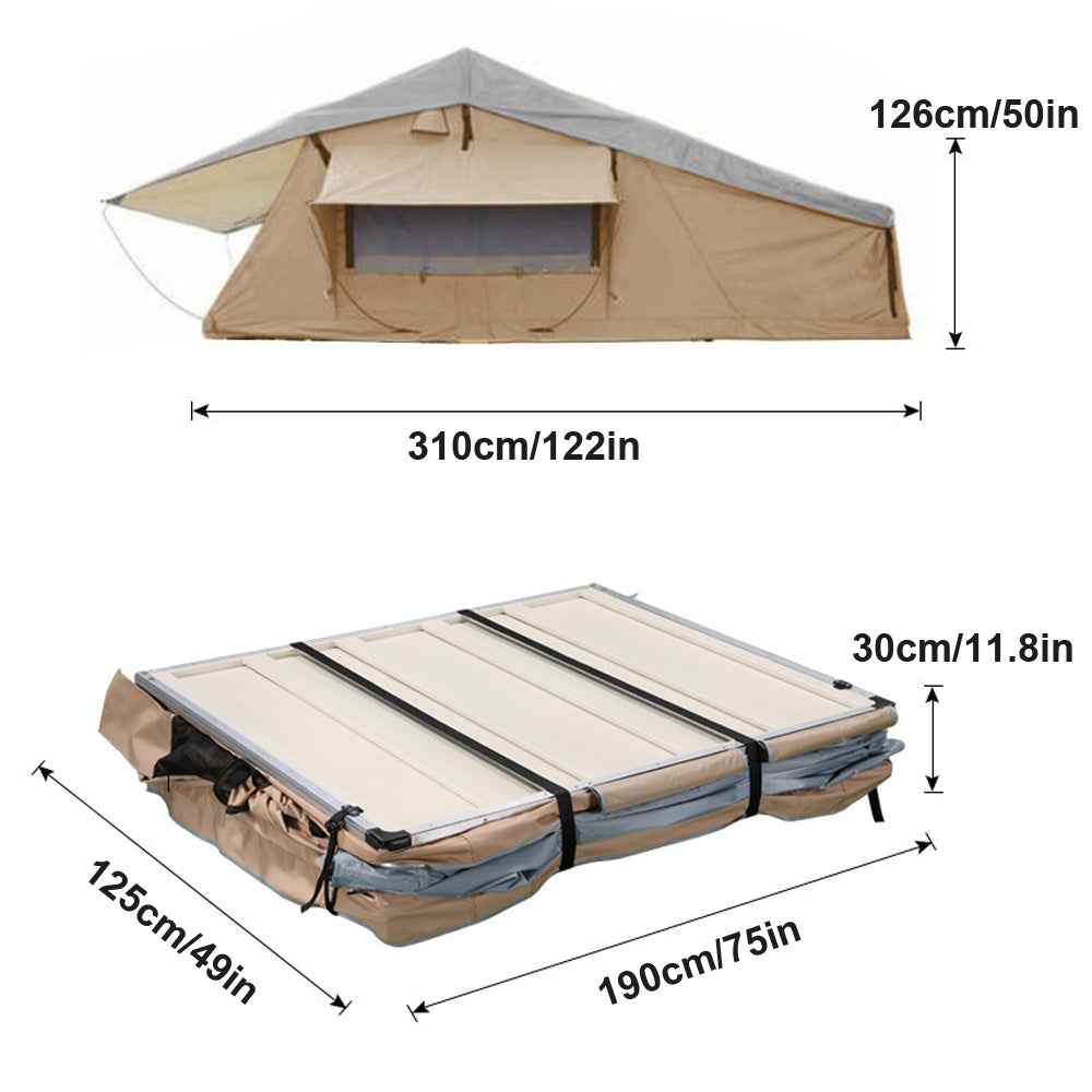 Jiadrooe Aether A7051 4-Season Soft Shell Rooftop Tent with Skylight, Extended Rainfly & 7.5ft Ladder (2-3 Person)