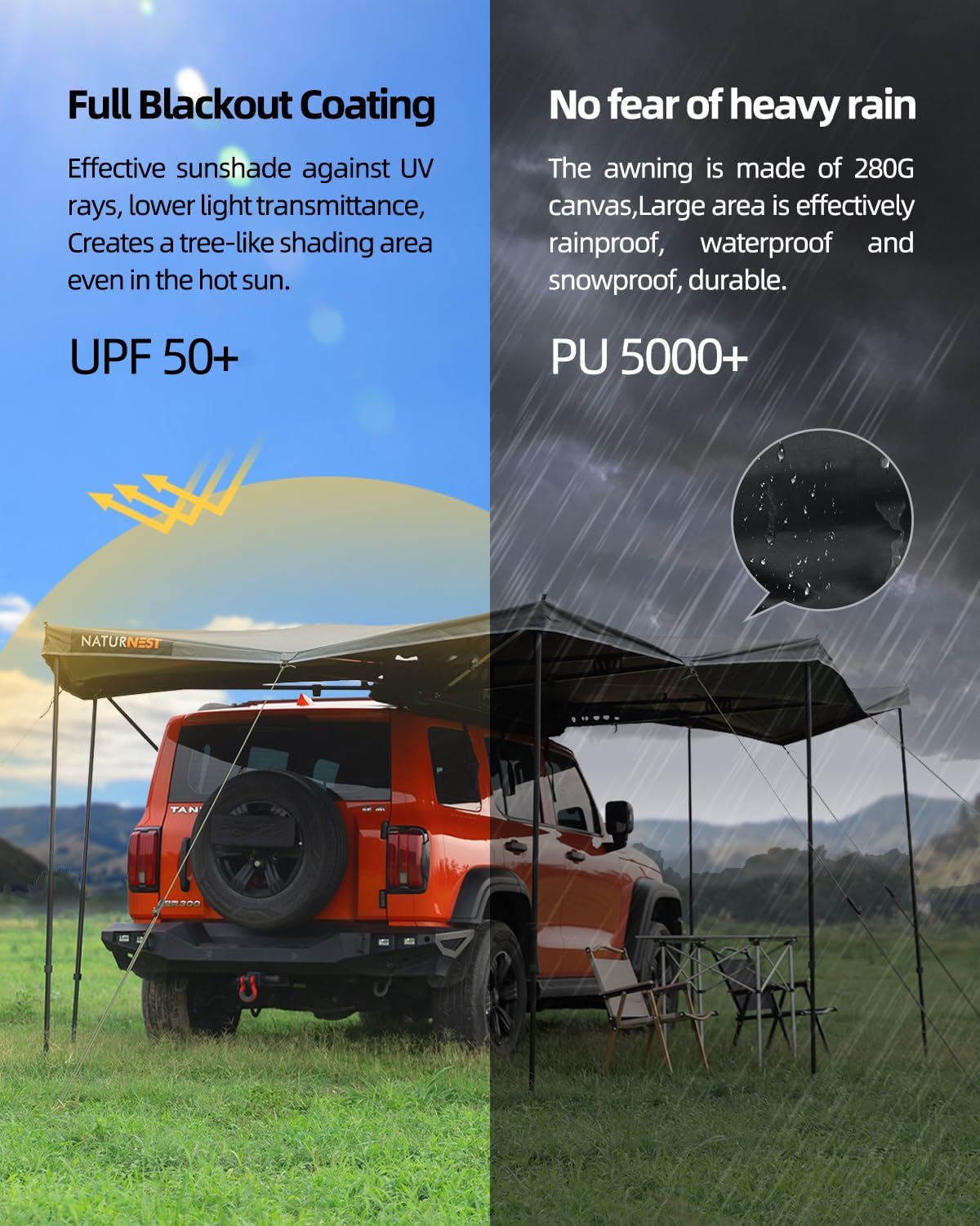 Jiadrooe CelestiaC031 270 Degree Free-Standing Vehicle Awning for SUV, Jeep, Truck & Camper Van