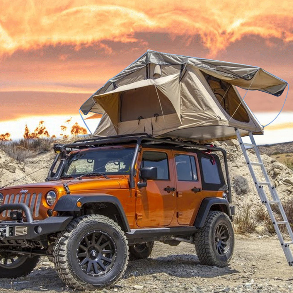 Jiadrooe Aether A9063 4-Season Soft Shell Rooftop Tent with Insulated Base & 600D Rip-Stop Canvas (Khaki/Coffee)