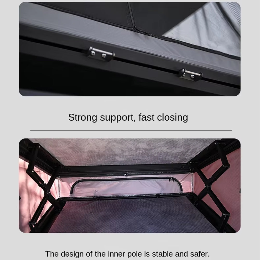Jiadrooe Titan T3073 Hard Shell Pop-Up Rooftop Tent with 360° Panoramic Views & Roof Crossbars