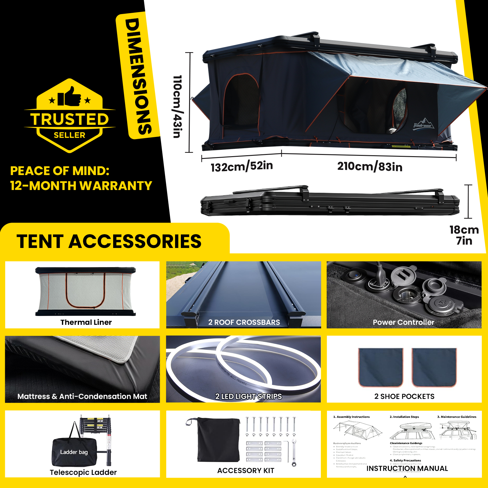 Jiadrooe Titan hard shell tent setup on Jeep Wrangler for overlanding in Indiana and Ohio