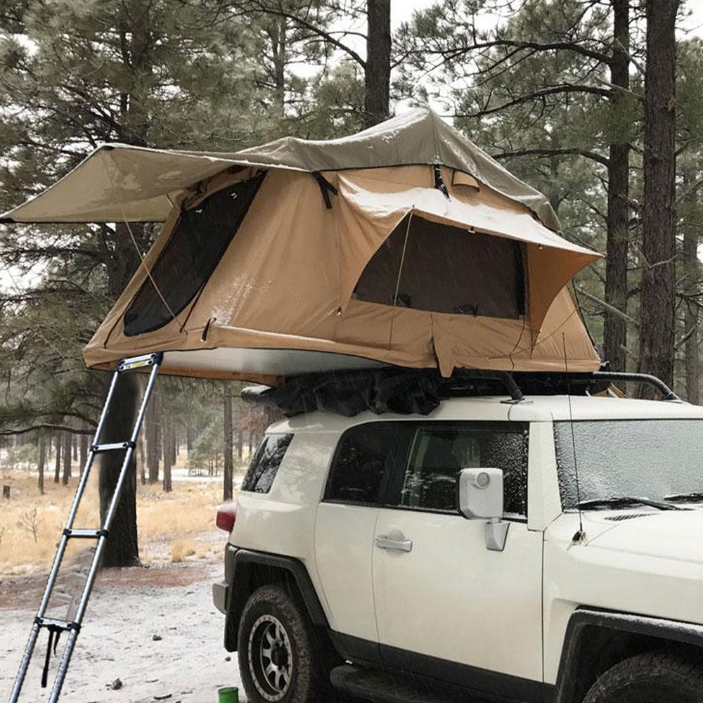 Jiadrooe Aether A9063 4-Season Soft Shell Rooftop Tent with Insulated Base & 600D Rip-Stop Canvas (Khaki/Coffee)