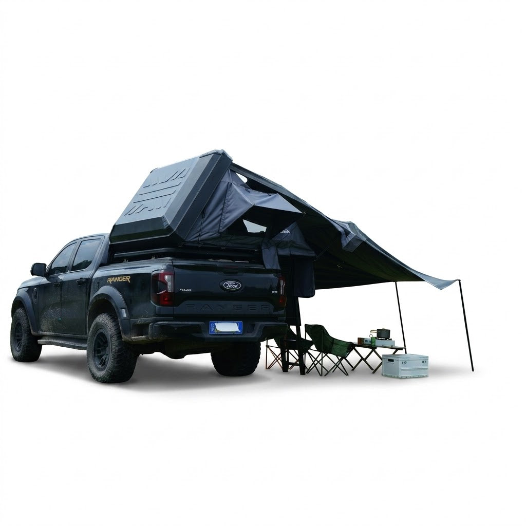 Jiadrooe Titan T3033 One-Piece Die-Cast Aluminum Hard Shell Rooftop Tent with Awning & AC Port
