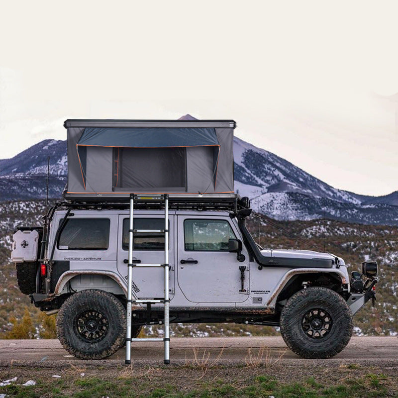 Jiadrooe Titan Series standard aluminum hard shell roof top tent with top-mounted gear crossbars